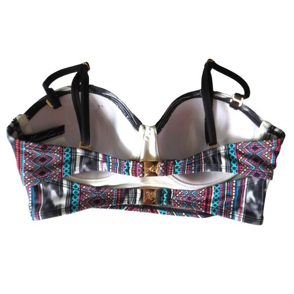 Kenneth Cole Bikini Top Bathing Suit Adj Straps Colorful Beach Summer Sz Small 4 - Picture 2 of 13